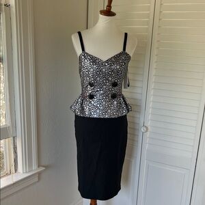 Tatyana Black and White Peplum Dot Dress